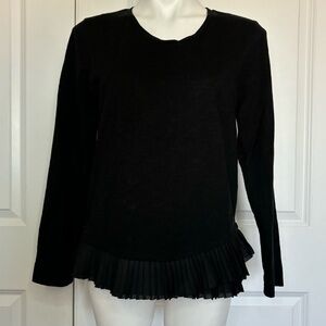 J. Crew Factory Black Cotton Long Sleeve Pleated Asymmetric Hem M